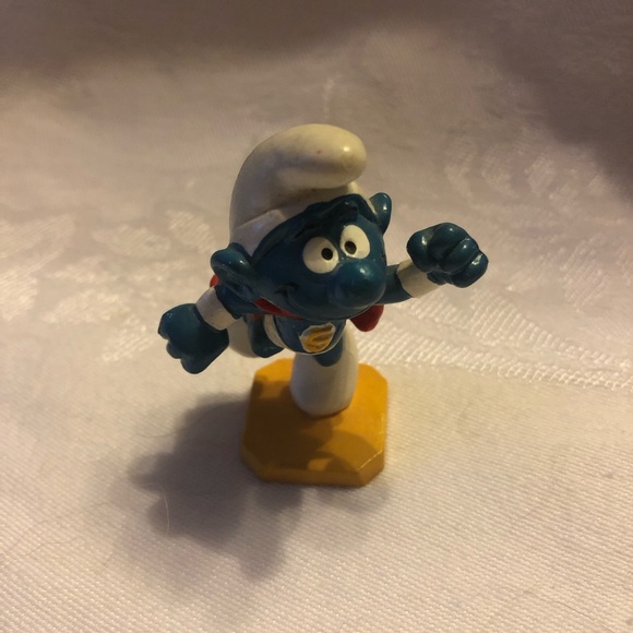 Vintage Superman Smurf Peyo Yellow Base Bully Germany 80ies - Picture 9 of 10